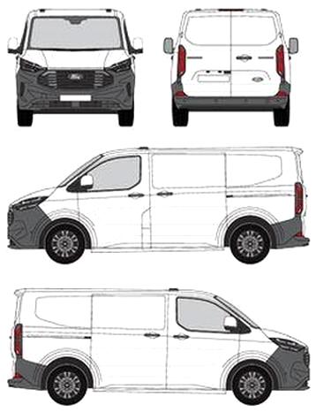 Barres de toit Ford Custom Transit L1H1 (2023–) CRUZ Cargo Xpro 2022 SF (2x) 8 Véhicule